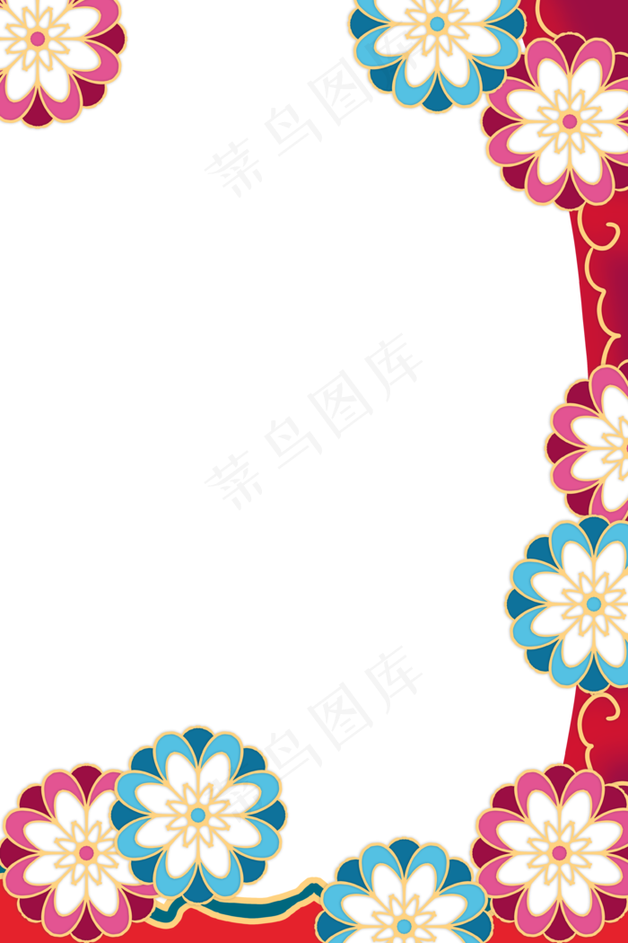 新年花朵花纹边框