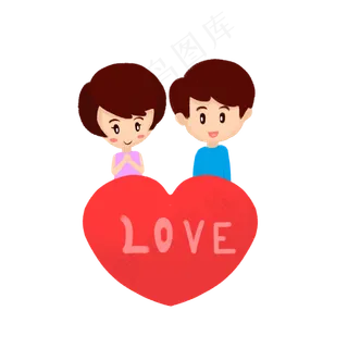 情侣约会手绘卡通