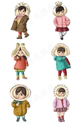 立冬羽绒服饺子娃娃套图B