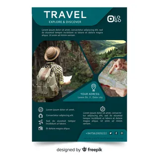带有照片的旅行海报/宣传单,DM传单模板