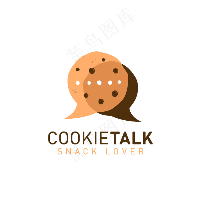 Cookie cookies talk徽标图标符号，带有气泡漫画中的两个Cookie talk讨论谈话形状插图