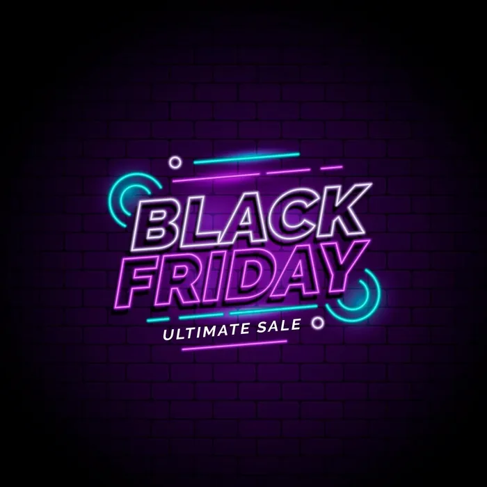 霓虹风格的黑色星期五销售eps,ai矢量模版下载