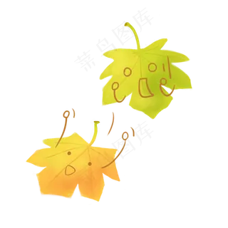 可爱卡通手绘节气立秋枫叶商用元