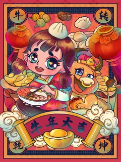 牛年插画 牛年海报 新春海报 牛年插画 牛年海报 新春海报