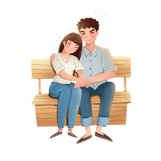 情人节2.14情侣卡通手绘