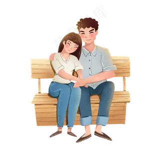 情人节2.14情侣卡通手绘