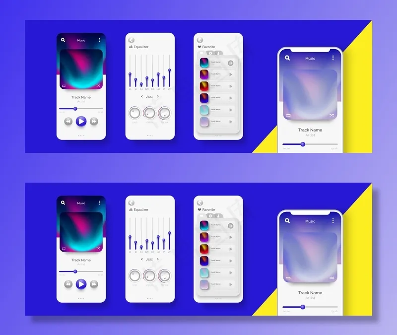 音乐Ui/ux设计模板eps,ai矢量模版下载