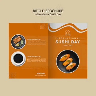国际寿司日双折小册子模板