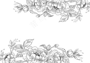 素描风格的现代装饰花卉背景