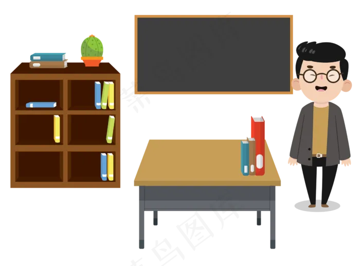 戴眼镜的老师上课场景(2000X2000(DPI:300))ai矢量模版下载