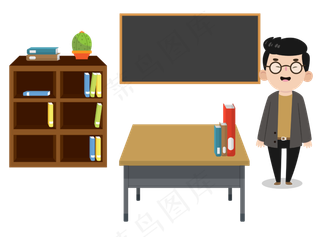 戴眼镜的老师上课场景