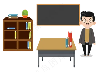 戴眼镜的老师上课场景