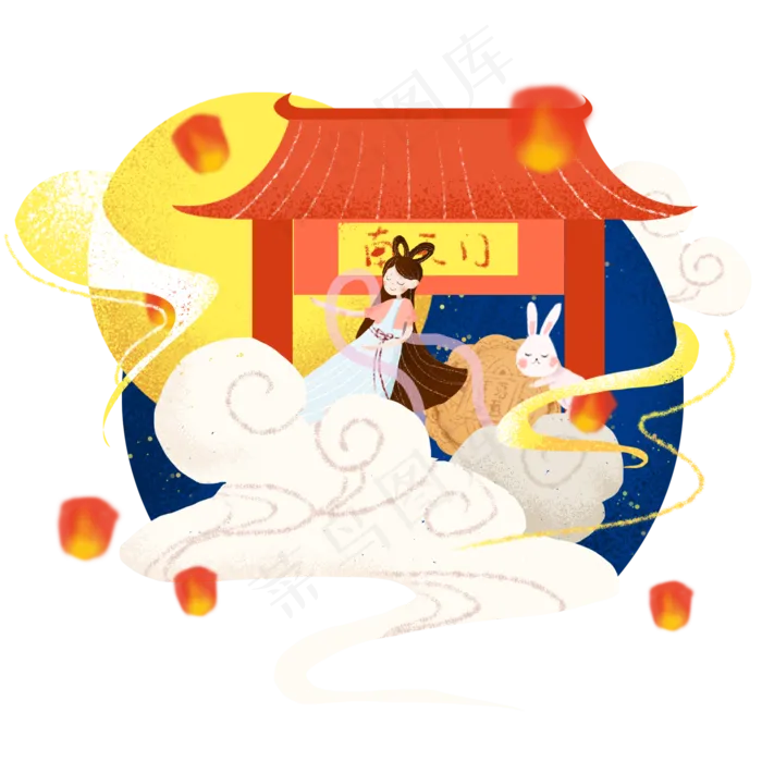 中秋节嫦娥奔月(1125X2436(DPI:72))psd模版下载