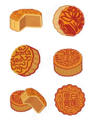 中秋节赏月月饼可爱卡通矢量手绘