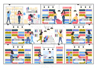 书店大楼内部。人们选择和购买文学作品。