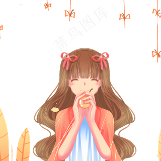 橙色唯美卡通秋天丰收节感恩节插