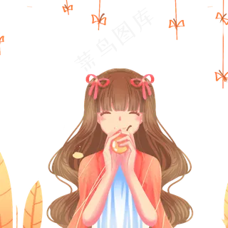 橙色唯美卡通秋天丰收节感恩节插