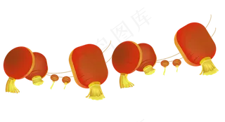 手绘新年元宵节红色灯笼装饰免扣