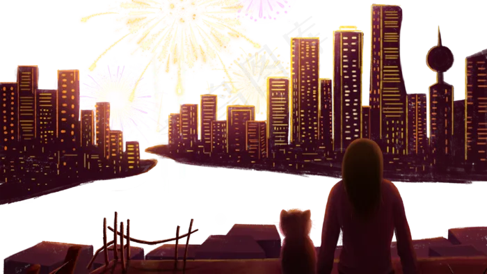 元旦跨年2021烟花夜色(2880X1620(DPI:69))psd模版下载