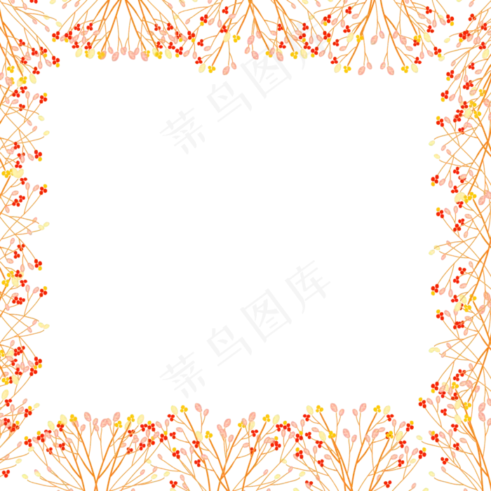 手绘植物边框PNG素材(2000X2000(DPI:300))psd模版下载