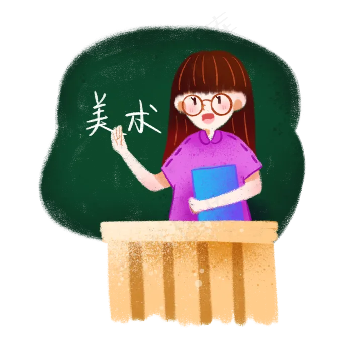 小清新蜡笔风在黑板前讲课的美术(2000X2000(DPI:350))psd模版下载