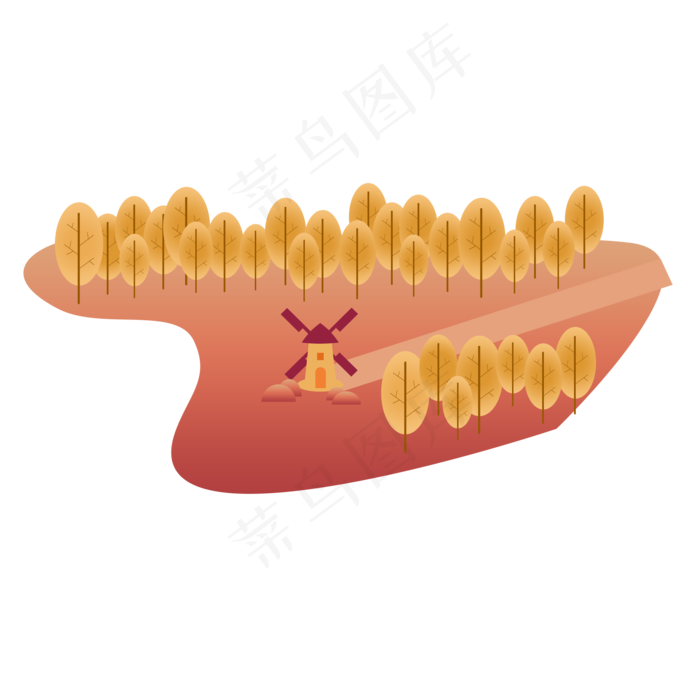 森林里的荷兰风车可商用元素(2000X2000(DPI:300))psd模版下载