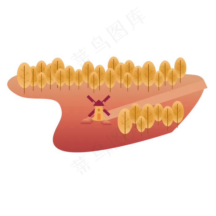 森林里的荷兰风车可商用元素(2000X2000(DPI:300))psd模版下载