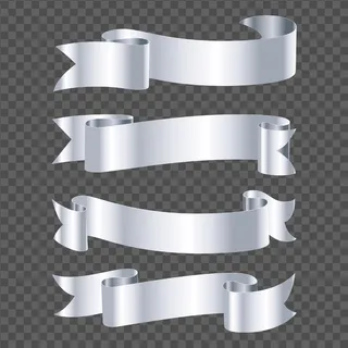 在透明背景上隔离的银丝带
