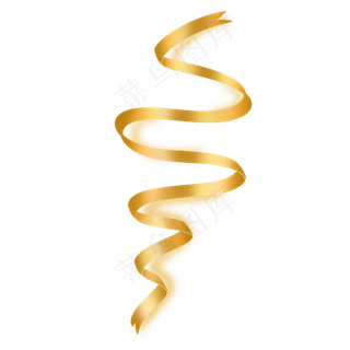 金色弯曲彩带丝带飘带