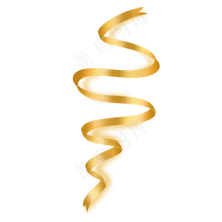 金色弯曲彩带丝带飘带