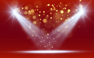 白色场景，带聚光灯。插图。