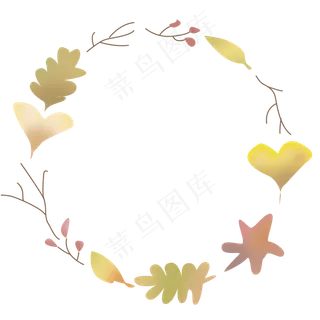 七夕植物树叶装饰边框