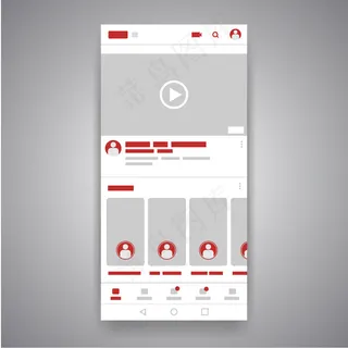 智能手机社交媒体移动视频youtube播放器界面。