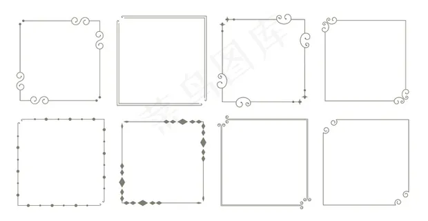装饰性边框花卉复古框架一套八个