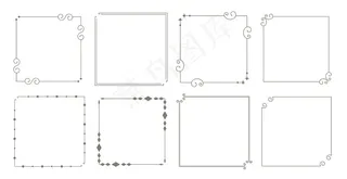 装饰性边框花卉复古框架一套八个