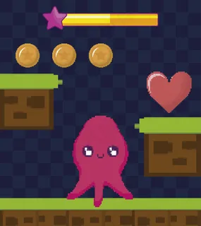 章鱼变种角色的经典视频游戏场景