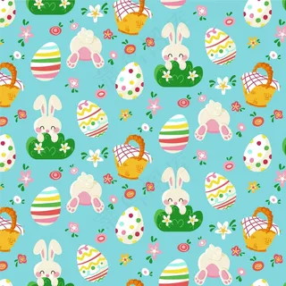 手绘彩色复活节图案