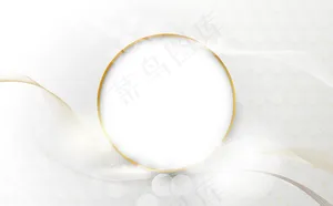 抽象奢华波浪线，金色圆形边框