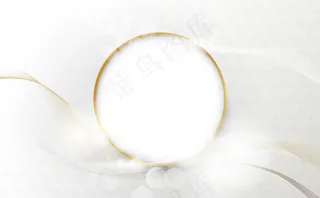 抽象奢华波浪线，金色圆形边框