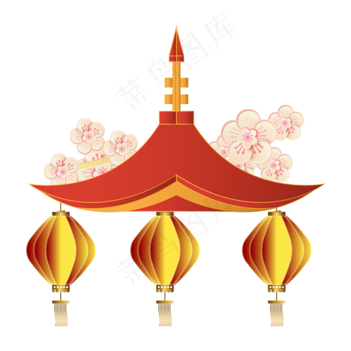 中国风屋檐灯笼优惠券