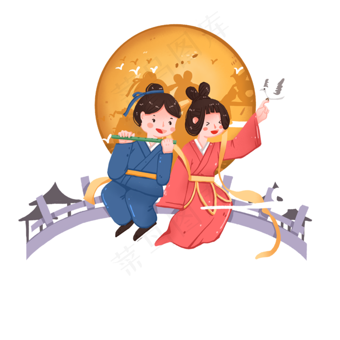 七夕节鹊桥相会的牛郎织女