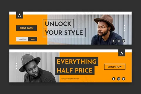 时装销售横幅banner模板