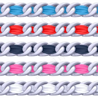 银色链套彩色丝带织物刷。适合做项链，手镯，珠宝饰品。