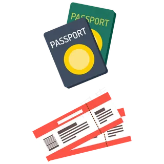 卡通矢量机票和护照