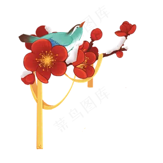 国潮刺绣风喜鹊红梅组合装饰