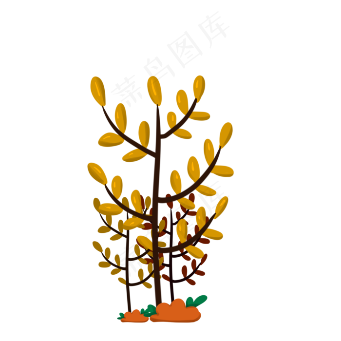 树木装饰树枝树叶黄色秋天(2000X2000(DPI:300))psd模版下载