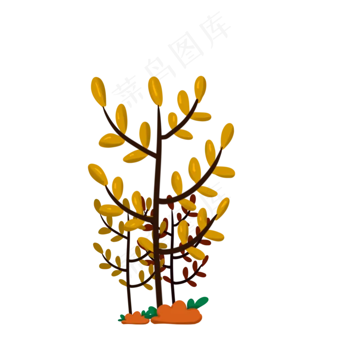 树木装饰树枝树叶黄色秋天(2000X2000(DPI:300))psd模版下载