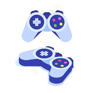 视频游戏控制器或游戏板等轴测图标。
