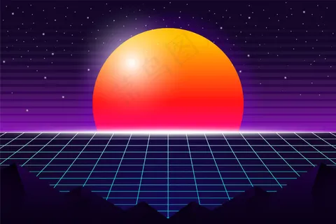 复古80年代的未来主义背景