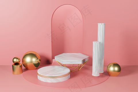 优雅3d渲染舞台展示背景模型样机